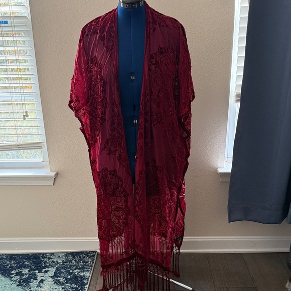 torrid Tops - Torrid Red Kimono with Fringe